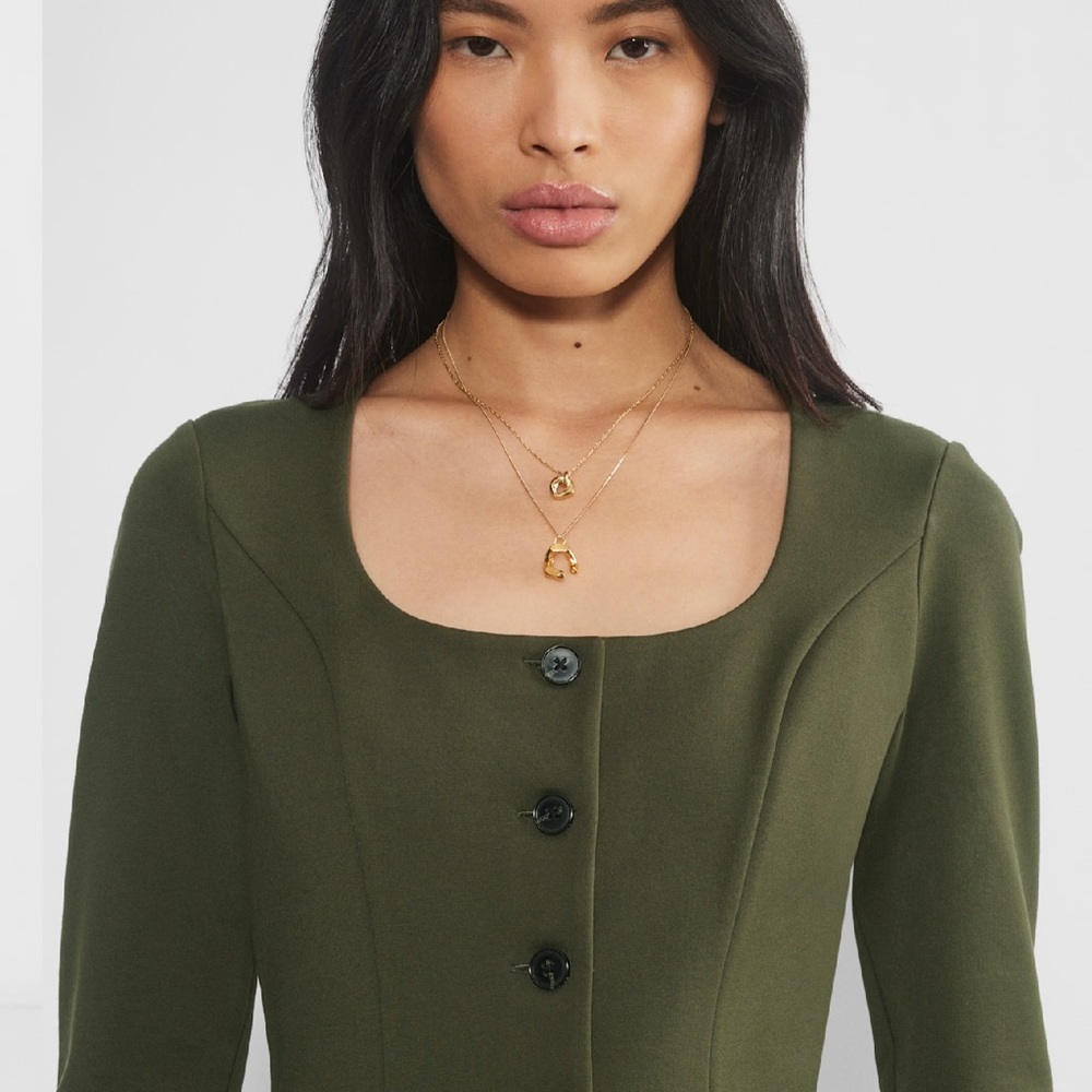 Wilfred Felice Ponte Top Ponte-knit button-up blouse Size 4 Green - Picture 5 of 15